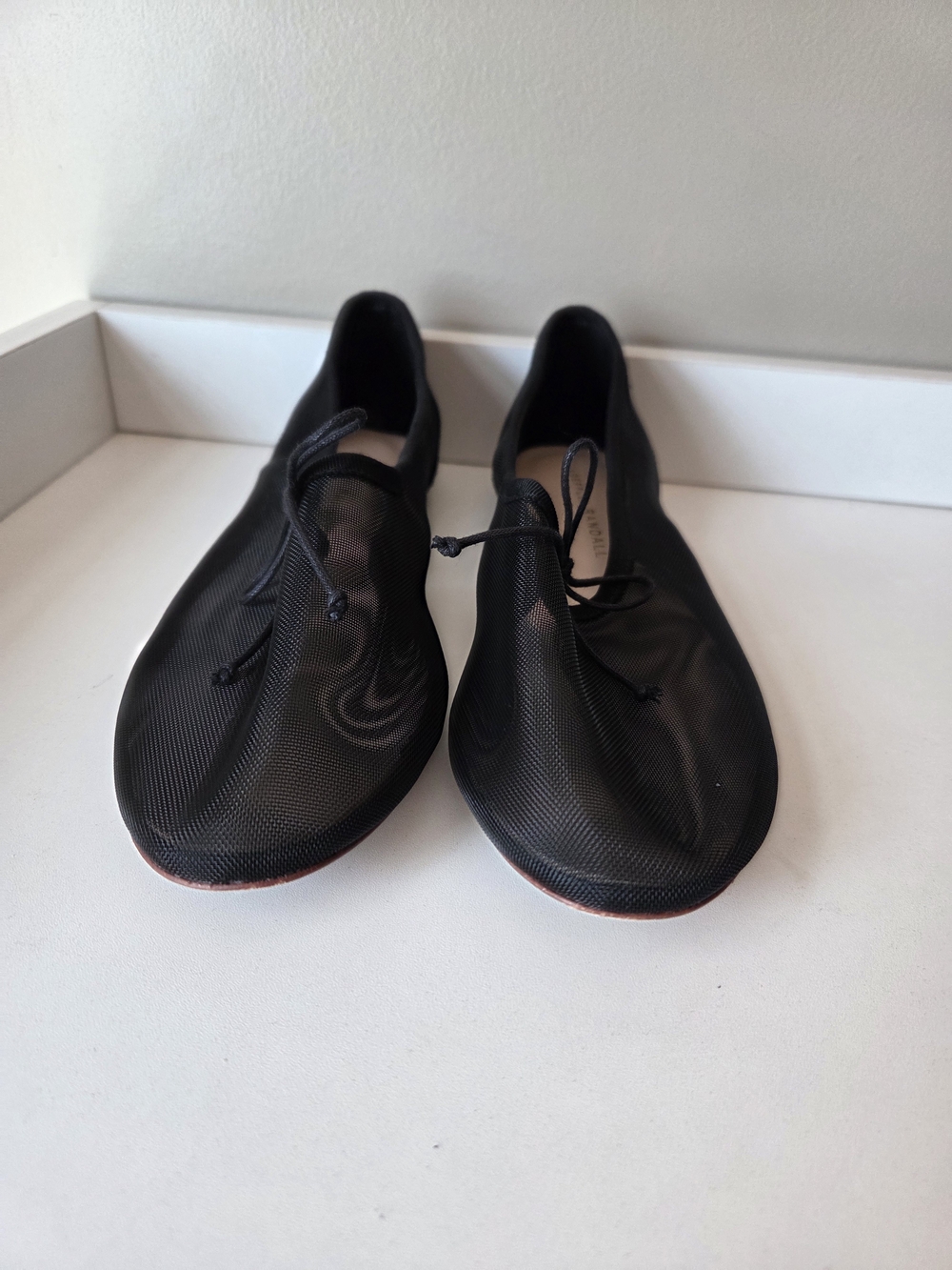 Loeffler Randall Black Sheer Mesh Ballet Flats with Bow - Picture 9 of 12